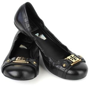 Tory Burch Black Leather Ballet Flats Size 7.5M